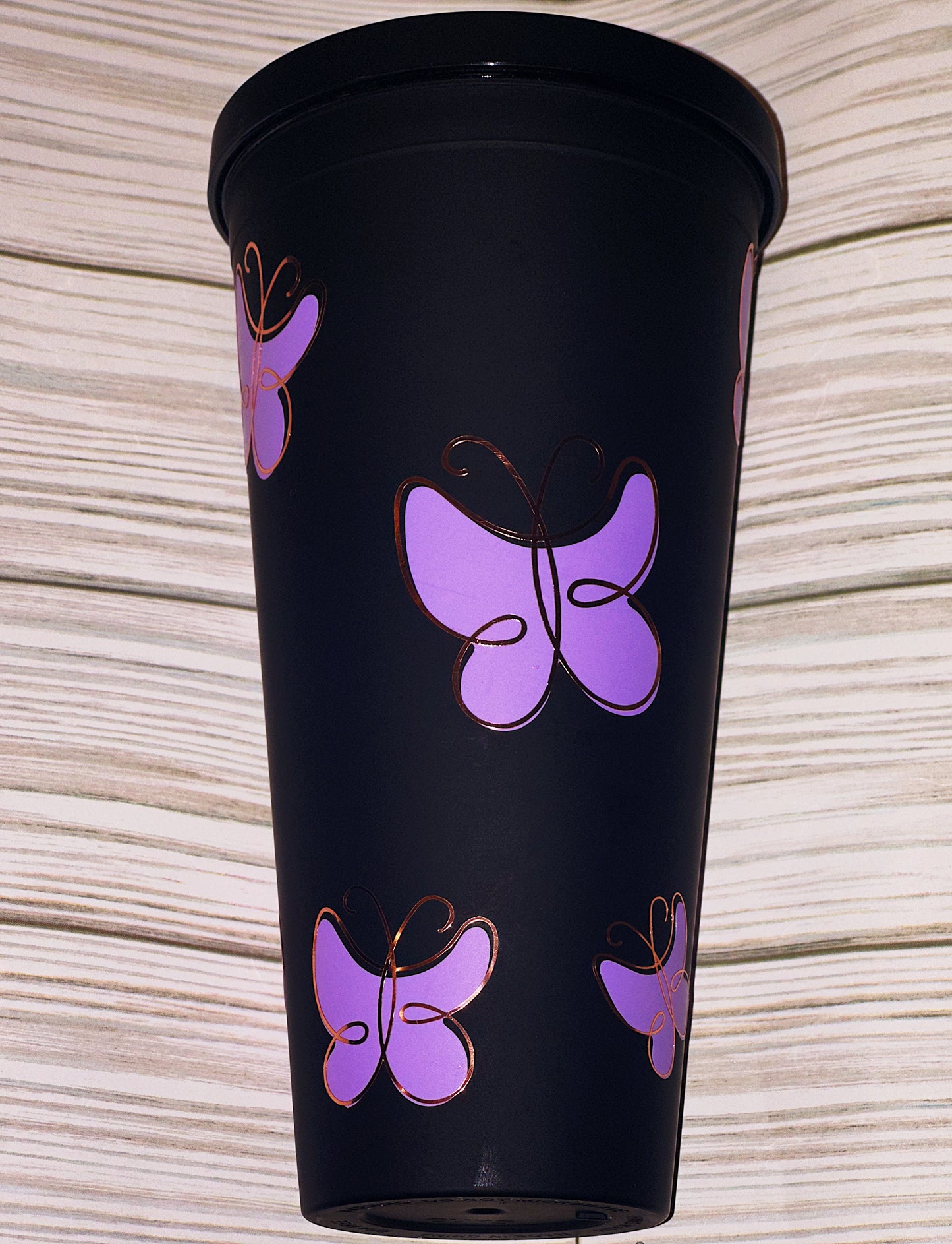 Custom Cup - Butterflies with shiny gold outline