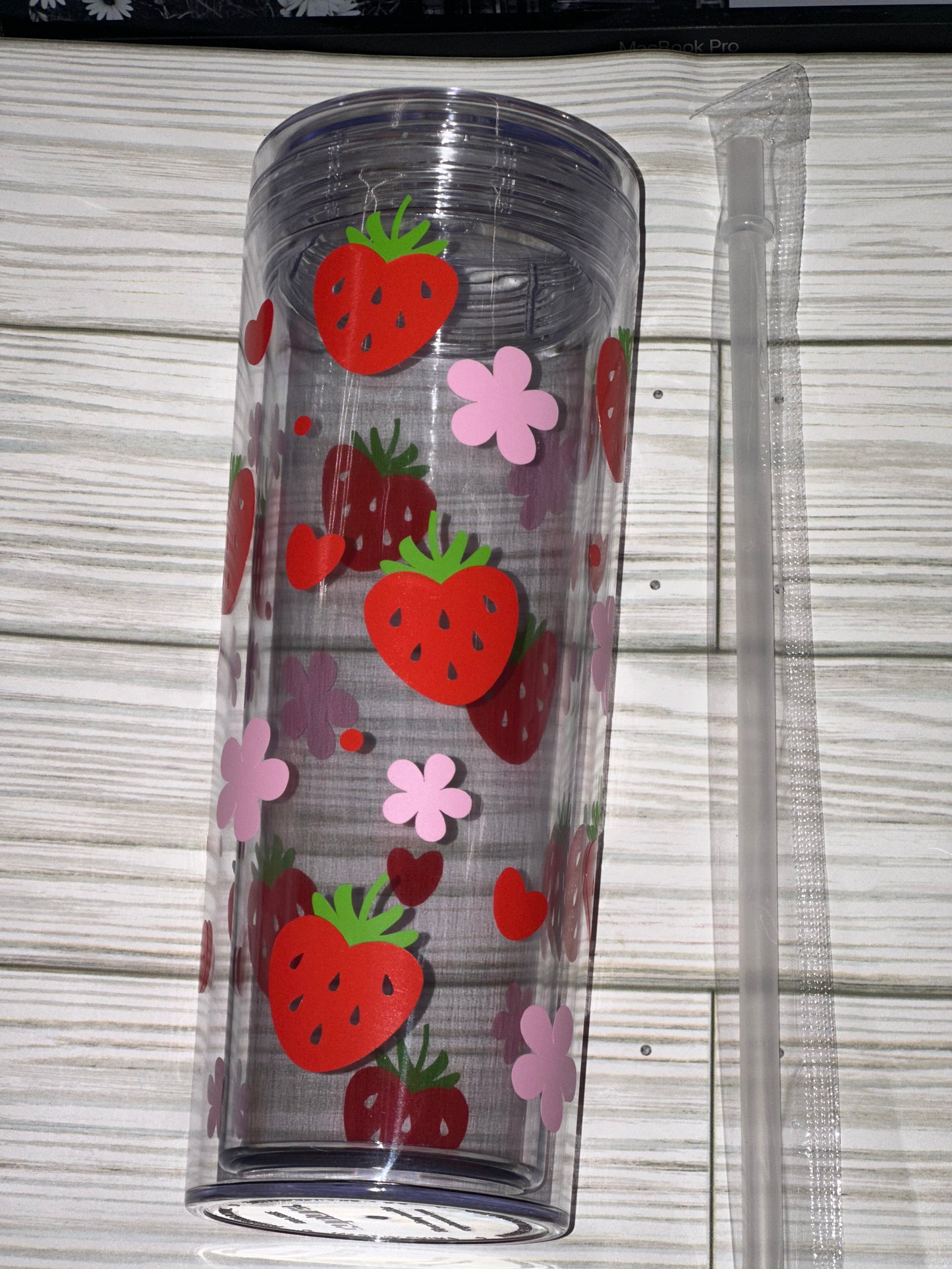 Custom Cup - Strawberry & Flowers